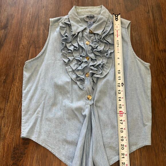 Cambridge Dry Goods Co vintage SIZE 8 sleeveless denim button front tie COTTON - Picture 6 of 9
